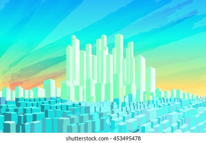Illustration views of the city skyline background