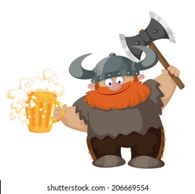 illustration of a viking and beer