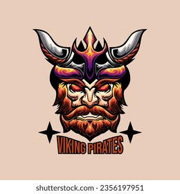 Illustration viking head design vector