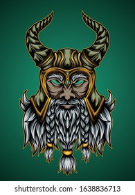 Illustration of Viking head for tshirt and apparel