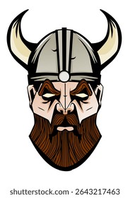 Illustration of a Viking with a helmet