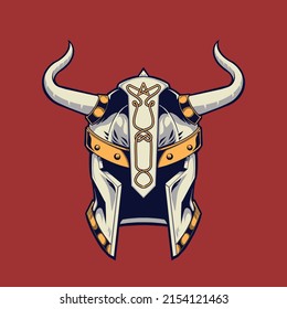 illustration of viking helmet colorful design