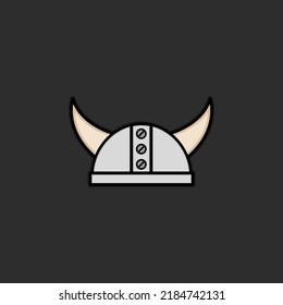 Illustration of viking helmet logo icon on black background.