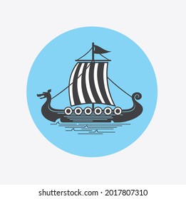 illustration of viking ship, viking ship icon, vector art.