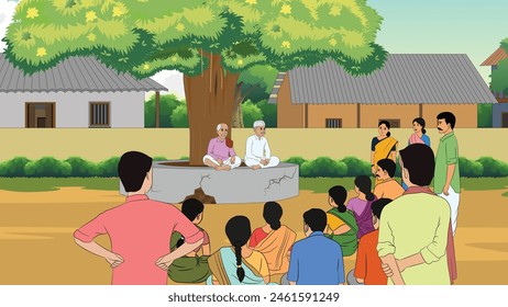 Illustration of Village Panchayat vector art