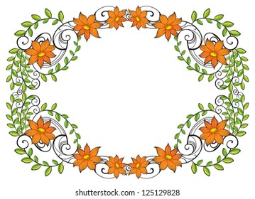 Illustration of a vine plant with flowers on a white background