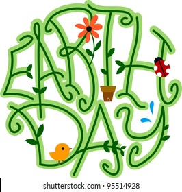 Illustration of Vines Forming the Word Earth Day