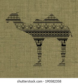 Illustration of vintage aboriginal camel pattern