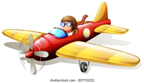 Illustration of a vintage airplane on a white background