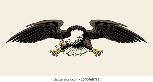 Illustration of Vintage American Eagle Flying