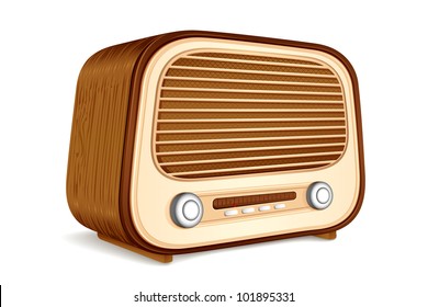 illustration of vintage antique radio on white background