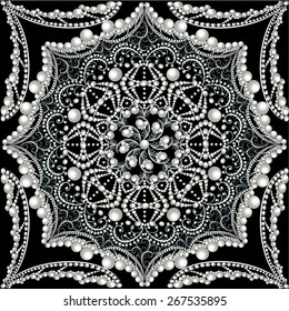 illustration vintage background from a circular ornament with pearls