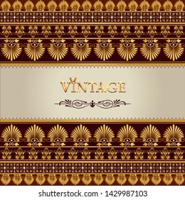 Illustration vintage background, elegant antiques, Victorian gold, floral ornament, baroque frame, beautiful invitation.