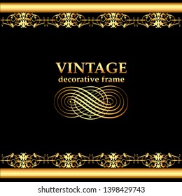 illustration Vintage  background Frame with gold ornaments