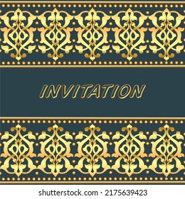 Illustration vintage background frame with ornament and gems