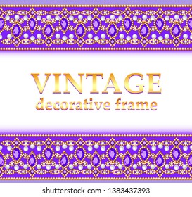 Illustration of vintage background frame with precious stones