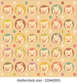 Illustration of vintage background with funny animals