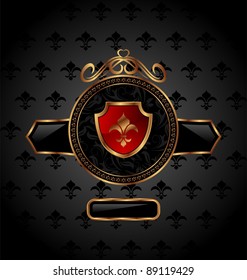 Illustration vintage background with shield - vector