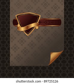 Illustration vintage background with shield - vector