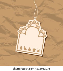 Illustration vintage blank badge with Christmas elements - vector