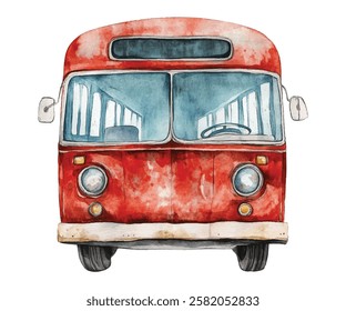 illustration of a vintage bus with vibrant colors, perfect for travel themed designs, retro projects, or artistic decor. The detailed and nostalgic style adds a unique charm to any creative work.