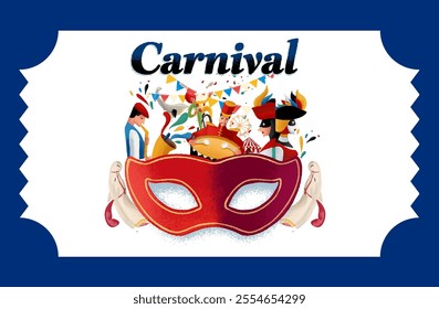 illustration vintage carnival mask with musician clown circus