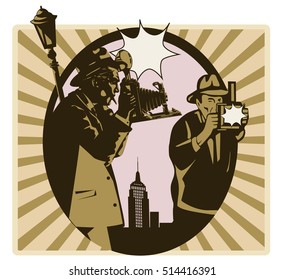 Illustration Vintage Cinema Logo/ Editable Eps10