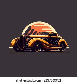 illustration of Vintage Classic car retro style isolated background