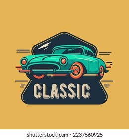 illustration of Vintage Classic car retro style isolated background