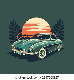 illustration of Vintage Classic car retro style isolated background