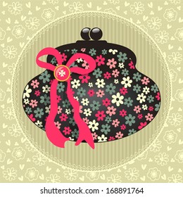 Illustration with vintage clutch