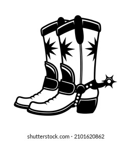 Illustration of vintage cowboy boots. For poster, t shirt, decoration. Vector illustration
