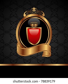 Illustration vintage dark golden card - vector