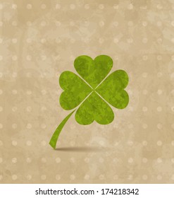 Illustration vintage design with four-leaf clover for St. Patrick's Day - vector