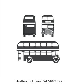 illustration of vintage double decker bus, public transportation.