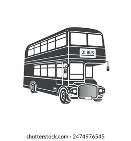 illustration of vintage double decker bus, public transportation.