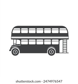 illustration of vintage double decker bus, public transportation.