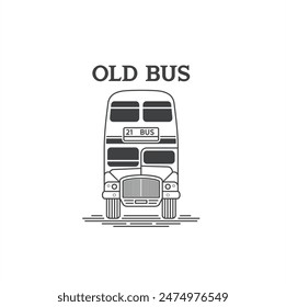 illustration of vintage double decker bus, public transportation.