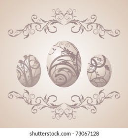 Illustration vintage Easter background with eggs - vector