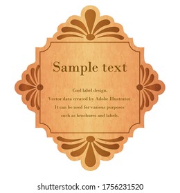 Illustration of a vintage etiquette label, textured like an old map. design.