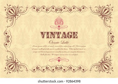 illustration of vintage floral frame on seamless background