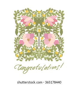 Illustration vintage floral Magnolia and St. John's wort pattern for your design. Suitable for holiday decoration, fabric, wallpaper, scrapbook paper, greeting cards