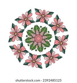 Illustration of a vintage floral pattern for seamless decoration