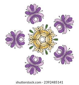 Illustration of a vintage floral pattern for seamless decoration