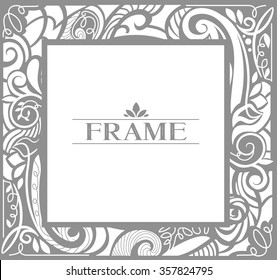 Illustration of a Vintage Frame Decorated with Faded Black Swirls