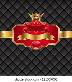 Illustration vintage golden emblem with royal crown - vector