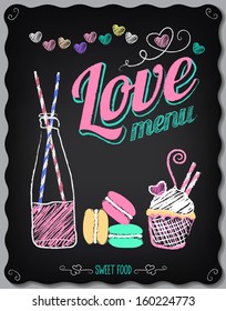 Illustration of a vintage graphic element for menu on the chalkboard