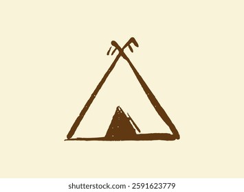 Illustration of an Vintage Handdrawn Camping Tent 