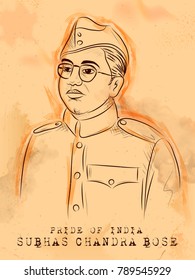 illustration of Vintage Indian background with Nation Hero and Freedom Fighter Subhash Chandra Bose Pride of India