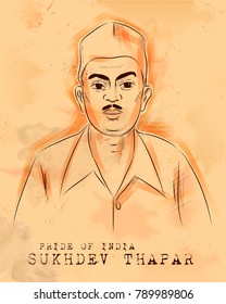 Illustration Of Vintage Indian Background With Nation Hero And Freedom Fighter Sukhdev Thapar Pride Of India